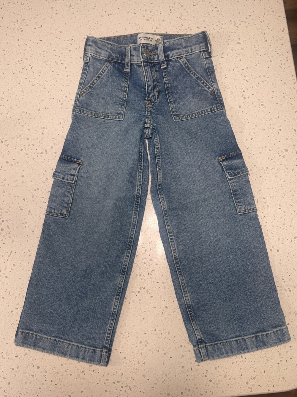 abercrombie kids Light Blue Wide-Leg Cargo Jeans